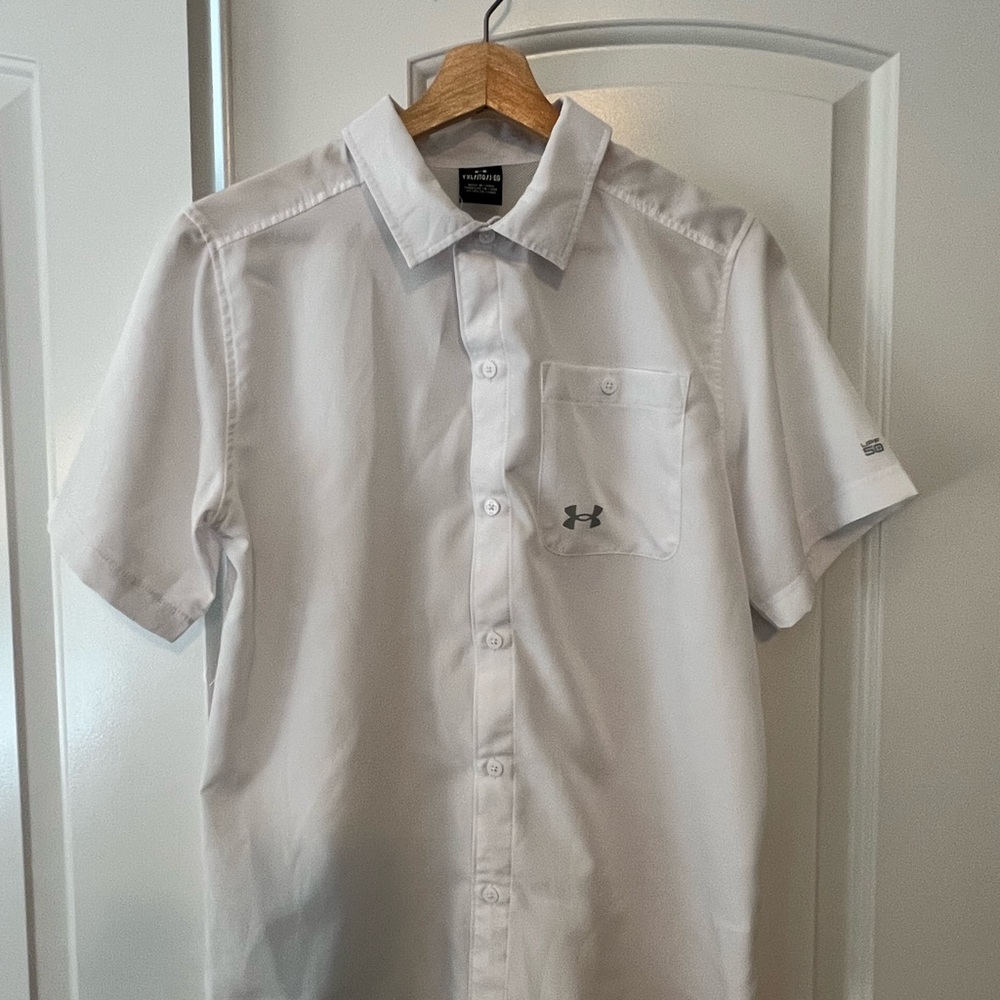 Under Armour Boys Fishing White Button Down Shirt